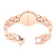 Calvin Klein Snake Silver Dial Rose Gold Steel Strap Watch For Women - K6E23646