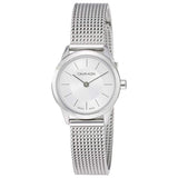 Calvin Klein Minimal White Dial Silver Mesh Bracelet Watch for Women - K3M23126