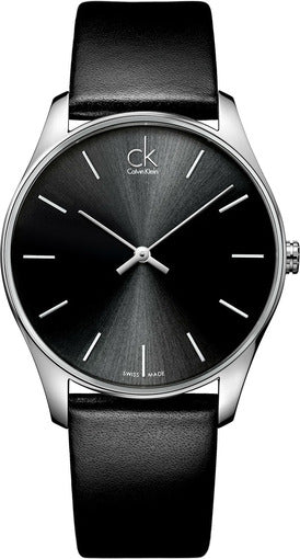 Calvin Klein City Black Dial Black Leather Strap Watch for Men