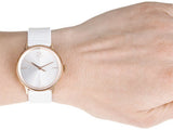 Calvin Klein Accent Silver Dial White Leather Strap Watch for Women - K2Y236K6