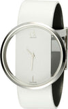 Calvin Klein Glam Transparent Dial White Leather Strap Watch for Women - K9423101