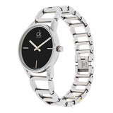 Calvin Klein Stately Black Dial Silver Steel Strap Watch for Women - K3G23121