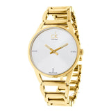 Calvin Klein Stately White Dial Gold Steel Strap Watch for Women - K3G2352W