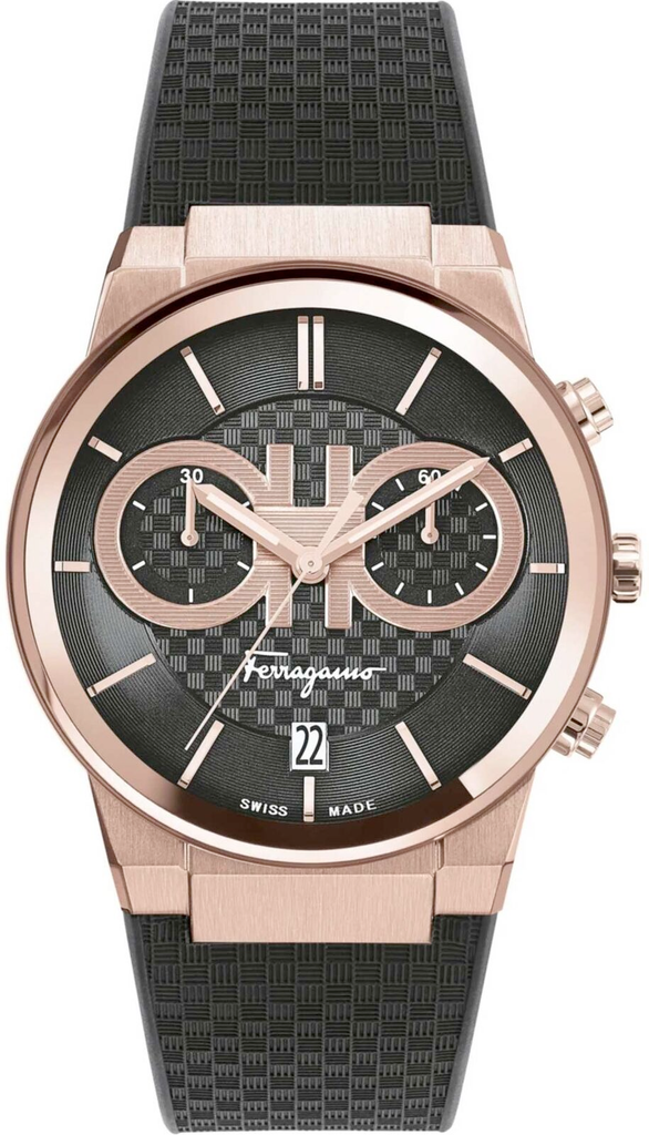 Reloj Salvatore Ferragamo Sapphire Chrono con esfera negra y