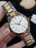 Michael Kors Slim Runway White Dial Two Tone Steel Strap Watch for Women - MK3204