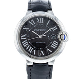 Cartier Ballon Bleu De Cartier Black Dial Black Leather Strap Watch for Men - WSBB0003