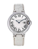 Cartier Ballon Bleu De Cartier Silver Dial White Leather Strap Watch for Women - W6920086