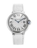 Cartier Ballon Bleu de Cartier Silver Dial White Leather Strap Watch for Women - W6920087