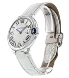 Cartier Ballon Bleu de Cartier Silver Dial White Leather Strap Watch for Women - W6920087