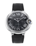 Cartier Ballon Bleu De Cartier Black Dial Black Leather Strap Watch for Men - WSBB0003