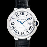 Cartier Ballon Bleu de Cartier Silver Dial Black Leather Strap Watch for Men - WSBB0026