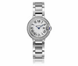 Cartier Ballon Bleu De Cartier Diamonds White Dial Silver Steel Strap Watch for Women - W4BB0015