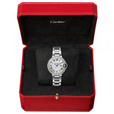 Cartier Ballon Bleu De Cartier Diamonds Silver Dial Silver Steel Strap Watch for Women - W4BB0023