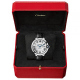 Cartier Ballon Bleu de Cartier Silver Dial Black Leather Strap Watch for Men - WSBB0026