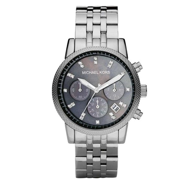 Michael Kors Jet Set Chronograph Blue Dial Silver Steel Strap Watch for Women - MK5021