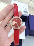 Swarovski Crystal Frost Red Dial Red Leather Strap Watch for Women - 5519226