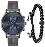 Hugo Boss Skymaster Chronograph Grey Dial Grey Mesh Bracelet Watch for Men  - 1513934