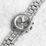 Michael Kors Mini Bradshaw Crystals Silver Dial Silver Steel Strap Watch For Women - MK6454