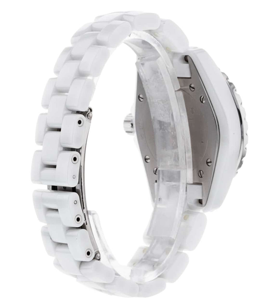 Chanel J12 Diamonds Quartz Ceramic White Dial White Steel Strap