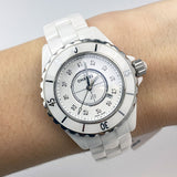 Chanel J12 Quartz Diamonds White Dial White Steel Strap Watch for Women - J12 H5703