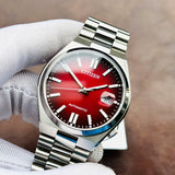 Citizen Tsuyosa Automatic Red Dial Silver Steel Strap Watch For Men - NJ0150-56W