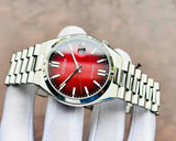 Citizen Tsuyosa Automatic Red Dial Silver Steel Strap Watch For Men - NJ0150-56W