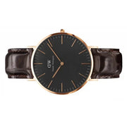 Daniel Wellington Classic York Black Dial Brown Leather Strap Watch For Men - DW00100128