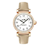 Coach Madison Diamonds White Dial Beige Leather Strap Watch for Women - 14503394