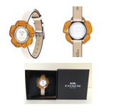 Coach Perry White Dial Beige Leather Strap Watch for Women - 14503050