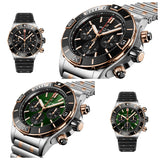 Breitling Super Chronomat B01 44 Green Dial Black Rubber Strap Watch for Men - UB0136251L1S1