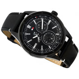 Tommy Hilfiger Austin Black Dial Black Leather Strap Watch for Men - 1791638