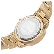 Daniel Wellington Iconic Link Black Dial Rose Gold Steel Strap Watch for Women - DW00100210