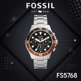 Fossil FB-03 Chronograph Black Dial Silver Steel Strap Watch for Men - FS5768