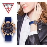 Guess Analog Quartz Blue Dial Blue Rubber Strap Watch For Women - W0562L3