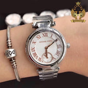 Michael Kors Skylar Quartz White Dial Silver Steel Strap Watch For Women - MK5970