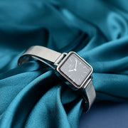 Daniel Wellington Quadro Studio Black Dial Silver Mesh Strap Watch For Women - DW00100522