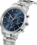 Daniel Wellington Iconic Chronograph Link Blue Dial Silver Steel Strap Watch For Men - DW00100644