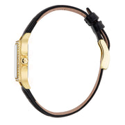 Michael Kors Lexington Black Dial Black Leather Strap Watch For Women - MK4748