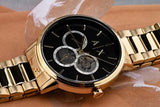 Armani Exchange Cayde Chronograph Black Dial Gold Steel Strap Watch for Men - AX2747