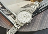 Fossil Neutra Chronograph Silver Dial Silver Steel Strap Watch for Women - ES5217