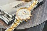 Fossil Neutra Chronograph Mother of Pearl White Dial Two Tone Steel Strap Watch for Women - ES5216