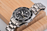 Seiko Prosprex Dark Depths GMT Automatic Black Dial Silver Steel Strap Watch For Men - SPB383J1