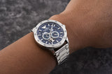 Emporio Armani Mario Chronograph Automatic Blue Dial Silver Steel Strap Watch For Men - AR60052