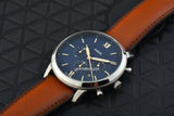 Fossil Neutra Chronograph Blue Dial Brown Leather Strap Watch for Men - FS5453