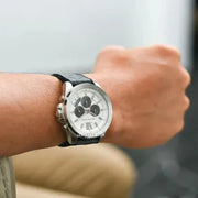 Michael Kors Brecken Chronograph Silver Dial Grey Leather Strap Watch For Men - MK8922