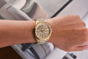 Armani Exchange Drexler Chronograph Gold Dial Gold Steel Strap Watch For Men - AX2602