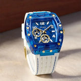 Guess Phoenix Analog Blue Dial White Silicone Strap Watch For Men - GE0499G6