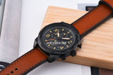 Fossil Bronson Black Dial Brown Leather Strap Watch for Men - FS5714