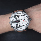 Diesel Mr. Daddy 2.0 Chronograph Silver Dial Brown Leather Strap Watch For Men - DZ7394