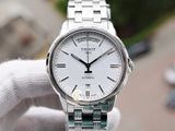 Tissot T Classic Automatic III Day Date White Dial Silver Steel Strap Watch for Men - T065.930.11.031.00